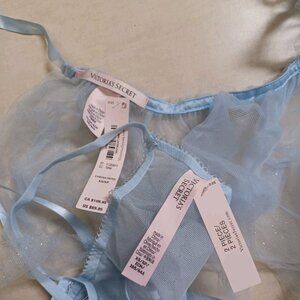 victoria secret apron tull glitter blue